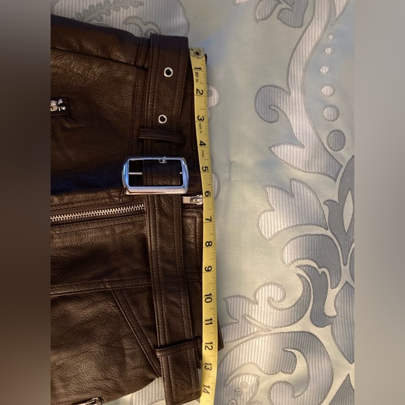 NWT Raga Brown Faux Leather Mini Skirt w/ Belt - Picture 5 of 6